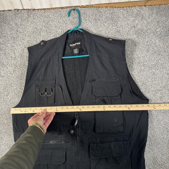 Humvee Adventure Gear Vest Mens XL Black Utility Photography Safari Mesh Pockets - Picture 3 of 13